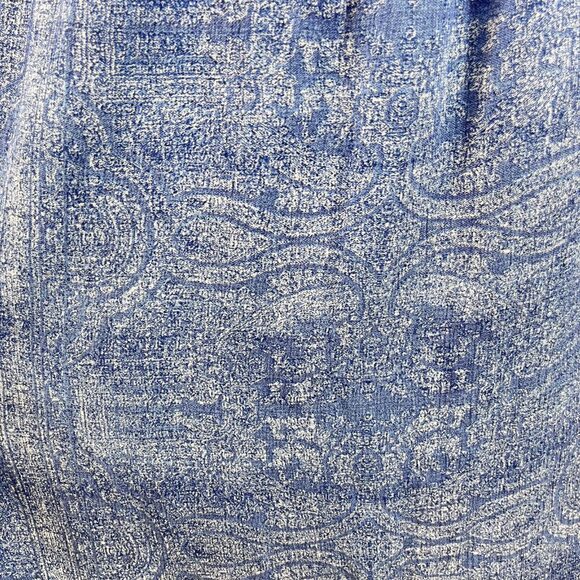 Luxology boho shift puff bell sleeve rayon polyester blue women dress sz 8 - Picture 7 of 11